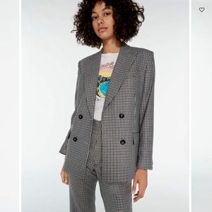 Re/Done plaid 70s Double Breasted Blazer